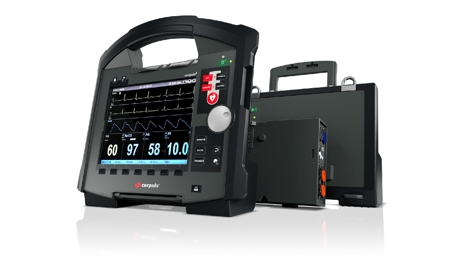 Corpuls3 Module: Monitoreinheit, Patientenbox und Defibrillator/Schrittmacher